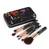 Professional Make Up Щетки Kit Maange 7PCS Симпатичные Деревянные Ручка Ручка Лицо Уплощена Корпус для глаз Тень Теней для Тени Макияж Кисть набор с коробкой