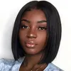 Pelucas de cabello humano con frente de encaje corto Peluca recta brasileña de Bob Línea del cabello pre desplumada con pelucas de cabello de bebé para mujeres negras DHgate