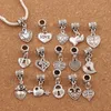 Antiqued Silver Assorted Heart Dangles Alloy Loose Pärlor Passar Europeiska Charm Bracelet Smycken DIY Metal BM6 150pCs / Lot