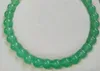 Lång 18 "12mm naturlig ljusgrön jade ädelsten halsband