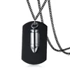 Stainless Steel Men's Blank Dog Tag Necklace with Bullet Pendant on Chain - Silver, Gold, Black