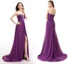 Novo elegante sutiã roxo vestidos de noite formais roxo dama de honra vestidos de baile halter cauda fendas vestidos de fiesta hy024