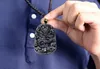 無料配達 - 自然な黒曜石ペンダント手彫り。ドラゴンスイムワールド（楕円）... Talisman Necklace Pendant。