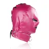 Bondage Rose PU Skórzany Slave Head Hood Maska Zamek Zip Lock Usta Powściganie Roleplay # Q76