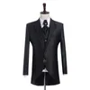 Real Picture GroomsMen Shiny Black Bruidegom Tuxedos Notch Revers Mannen Pakken Side Vent Huwelijk / Prom Beste Man Blazer (Jacket + Pants + Vest + Tie) K944