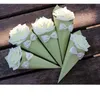 Caixas de doces de casamento Rose flores de papel Cone forma Bowknot diamante várias caixas de doces de cor de casamento decoração de mesa caixa de presente do partido