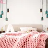 Partihandel-Ins Chunky Kints Wool Blanket på sängen Soffa i sovrummet Kasta Bacryl Fibrer Chunky Crochet Blanket Brawing Room