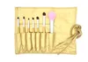 Beginner horse hair 7pcs/set makeup brush portable Pink / gold / black PU bag 7 makeup set brush.