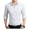 Moda Uomo Slim Fit Camicia a maniche lunghe Camicia casual da lavoro a pois Top Taglie forti