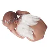 Pasgeboren babyfotografie rekwisieten baby fotografie kostuum schattige baby meisje veer hoek vleugel + hoofdband baby accessoires foto rekwisieten 0-6m