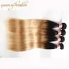 T1B/27# Ombre Indian Peruvian Malaysian Straight Hair Weave Bundles Two Tone Black Blonde Brazilian Virgin Human Hair Free Shipping