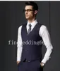 Fine Cool Navy Blue Notch Lapel Wedding Groom Tuxedos Mężczyźni Garnitury Ślub / Prom / Dinner Man Blazer (kurtka + krawat + kamizelki + spodnie)