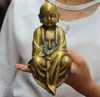 Antigo templo budismo chinês Puro bronze oração pequeno budista monge estátua de buda