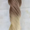 # 613 20Pcs 50G için Renkli Uzantıları Tam Kafa İki Ton Ombre Saç Uzantıları Dip Boya Saç Rengi # 18 Koyu Kül Blonde Tutkal