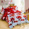 Happy Christmas Quilt Cover + Sheets + 2 * Kuddefodral 4PC / Set Tecknade Barn Barnängar Sats Santa Claus Xmas Deer 3D Print Duvet Cover C5294