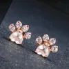 Pink Crystal Stud Earrings Silver Plated Studs Earring Lovely Animal Designer Jewelry For Women Children Girls Fashion Jewelry