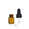 3ml Mini Amber Glass Essential Oil Dropper Flaskor Refillerbar Tom Ögon Dropper Parfym Kosmetisk Likvätska Lotion Prov Förvaringsbehållare