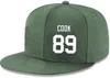 Cappelli Snapback Personalizzato qualsiasi numero Nome giocatore # 82 Rodgers # 89 Cappelli personalizzati Cappellini personalizzati TUTTI I team Riconoscimento Made Logo a ricamo piatto Nome