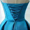 Stunning Blue Party Dresses Satin Prom Gowns Elegant Sweetheart Lace-up with Zipper Back Cocktail Dresses Cheap