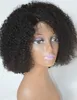 Africain Bob Kinky Bouclés Perruque Humaine Afro Pleine Perruques Pour Les Femmes Noires Vierge brésilienne Cheveux avant de lacet Avec Bangs 150% densité 14 pouces diva1