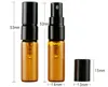 300pcs / lot Fast Frakt 14mm Diameter 3ml Amber Spray Perfume Bottle 5ml Tom Brown Parfum Provglas Atomizer Flaskor