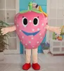 2018 Hoge kwaliteit Hot Pink Color Happy Face Strawberry Mascotte kostuums voor volwassenen om te dragen te koop