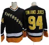 MI08 Vintage Pittsburgh 94 Gin and Juice Hockey Jerseys Męs Snoop Dogg Gin i sok czarny koszulka S-XXXL