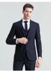 Brand New Navy Blue Men 3 pezzi Suit Smoking da sposa Smoking da sposo eccellente Risvolto a punta Giacca da uomo a due bottoni (giacca + pantaloni + cravatta + gilet) 504