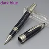 JFK Dark Blue Metal Roller Ball Pen / Ballpoint Pen / Fountain Pen Office Stationery Promotion Writing Ink Penns Gift (No Box) Högsta kvalitet