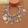 14styles liga amor chave medalhão solto contas charme 140 pcs / lote metal grande buraco balanço apto europeu pulseira jóias diy