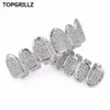 TOPGRILLZ couleur or plaqué CZ Micro pavé exclusif TopBottom or Grillz ensemble Hip Hop classique dents Grills1369025