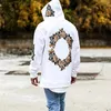 Men's Hoodies Sweatshirts New Design Flower Side Split Hoody Hooded Long Sleeve Jumper