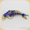 10pcs Lifelike Swing 에나멜 귀여운 4.5cm Koi Fish Keychains 여성 어린이 선물 열쇠 고리 Cloisonne Goldfish Charms Fancy Keys Chain