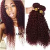 Kinky Bouclés Vierge Brésilienne Bourgogne Cheveux Humains Weave Bundles 4Pcs Lot # 99J Vin Rouge Vierge Extensions de Cheveux Humains Double Trame