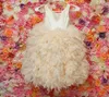 Stunning Ivory Feather Pageant Dress Jewel Neck Sleeveless Ball Gown Flower Girl Dresses Lovely Toddler Christening Dress vestidos de ninas