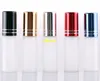 500pcs/lot 5ML Frosted Glass Roll On bottle Stainless Steel Roller Ball Essential Oil Perfume Bottles Aluminum cap