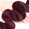 Mode meisje Ombre Braziliaans haar 3 bundels met vetersluiting 1b99j Body Wave Bundels van echt haar Tweekleurige Ombre Braziliaans menselijk H2967812