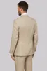 Classy Khaki Mens Suits Slim Fit Groomsmen Wedding Tuxedos Three Pieces Two Buttons Designer Blazers Formal Dress Suit (Jacket+Pants+Vest)