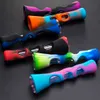 Mini Silicone Hand Pipe With Glass Tube Colorful silicone pipes Herb Smoking Pipes Cigarette Filter Tobacco Hand Tool