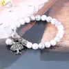 CSJA Mode Ronde Wit Turquoise Howliet Real Stone Mala Kralen Levensboom Armbanden voor Vrouwen Yoga Healing Power Energie Bracel2422