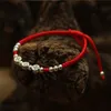 Vero argento sterling 925 monete antiche perline fortunato braccialetto di corda rossa fatto a mano braccialetto di fortuna amuleto gioielli4659744