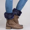 Tricot laine bottes jambières fourrure femmes mode botte couverture garder au chaud chaussettes noël laine chaussettes courtes pour l'hiver