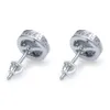 Boucles d'oreilles rondes en argent sterling 925 glacées simulées avec zircon cubique et vis à l'arrière pour hommes Hip Hop