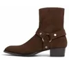 Mode hommes daim classique Wyatt bottines côté Zip moto bottes rue mode hommes chaussures automne hiver bottes homme