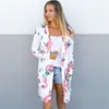 Wiosna Kobiety Kwiatowy Kardigan USA Europa Styl Top Casual Contrast Długie Rękawy Cienkie Outwear Płaszcz Top Odzież Dla Sprzedaży