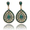 Bohème goutte d'eau balancent boucle d'oreille Vintage ethnique larme cristal perlé déclaration boucles d'oreilles pour les femmes Boho mode bijoux accessoires