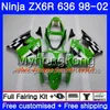 ZX-6R Pour KAWASAKI ZX600 600CC ZX636 ZX6R 98 99 00 01 02 212HM.19 ZX-636 ZX 6R 636 6 R 1998 1999 2000 2001 2002 Carénage bleu usine