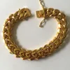 Wysokiej jakości zestawy biżuterii ze stali nierdzewnej 18K Gold Smok Smok Smok Latch Cuban Link Naszyjnik Bracelet do męskiego łańcucha krawężnika 1275H