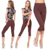 Legging court décontracté pour femme, confortable, taille haute, en coton, taille 8-22, pantalon 3/4, LWP34