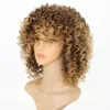 Kinky encaracolado perucas para mulheres negras loira cor de cabelo sintético t2730 afro encaracolado perucas de cabelo curto kinky encaracolado perucas completas3510257